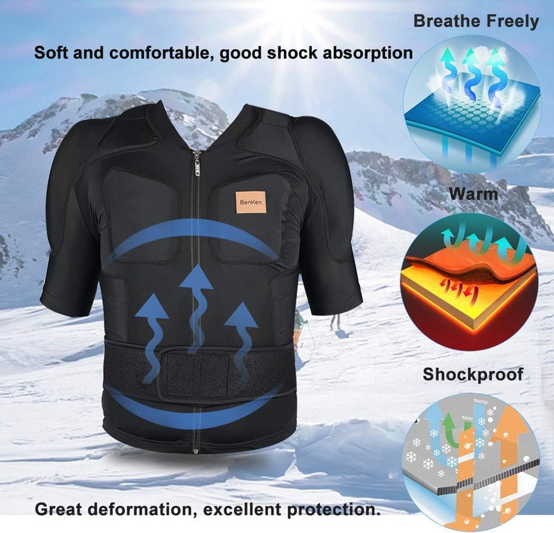 BenKen Men's Women's Professional Anti-Collision Sports Shirts, Protection of The Back, Motorcycle Protective Jacket for Skateboarding Skating Snowboarding Cycling - Image 5